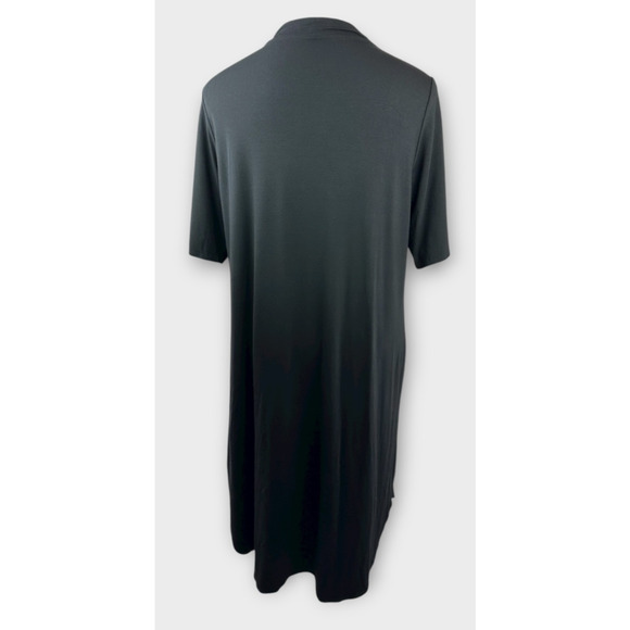 Eileen Fisher Stretch Jersey Knit Mock Neck Dress Midi Half Sleeve Black Size XL - Picture 10 of 14